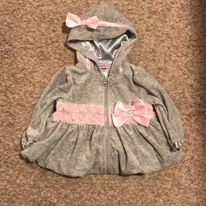 Nannette baby gray and pink velvet jacket